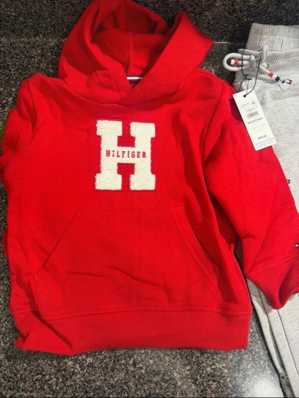Tommy Hilfiger Kids Red Hoodie with White Chenille H